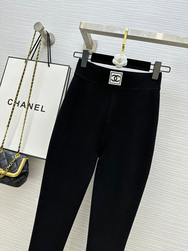 Legging en velours bébé noir Chanel 276220
