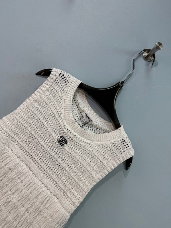 Gilet Chanel blanc en coton-nitrile 282527