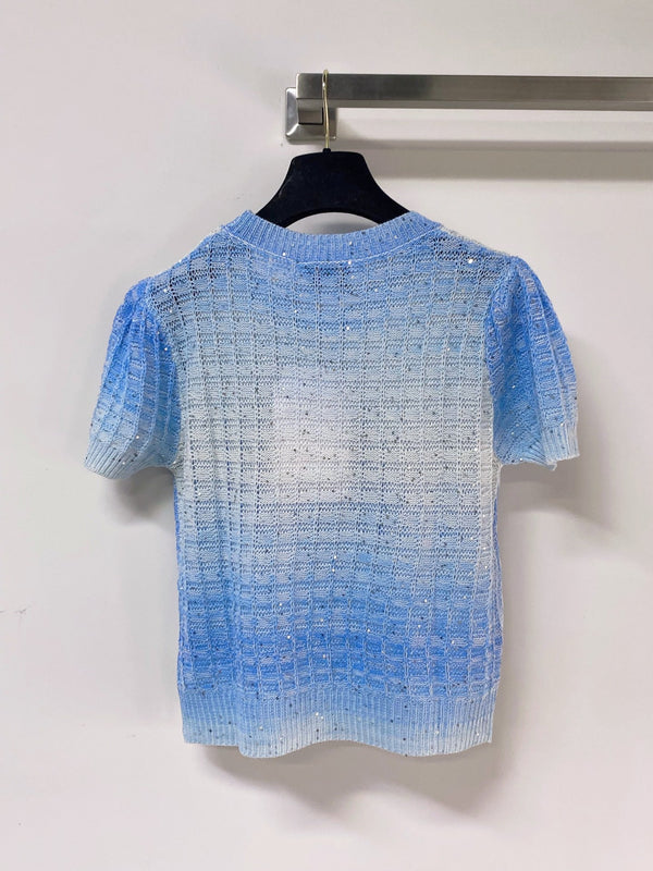 Chanel Short-Sleeve T-Shirt Blue in Wool 283190