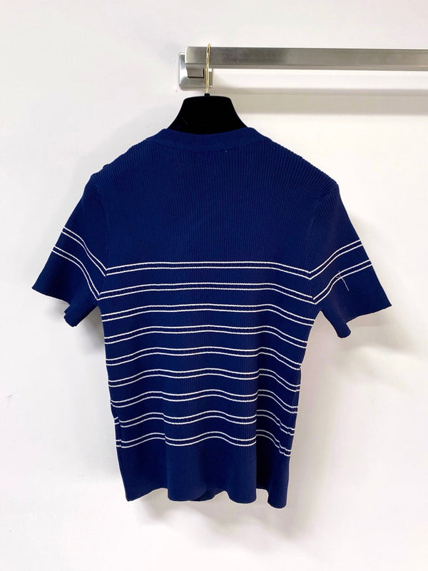 T-Shirt Manches Courtes Chanel Bleu Marine en Laine 287134