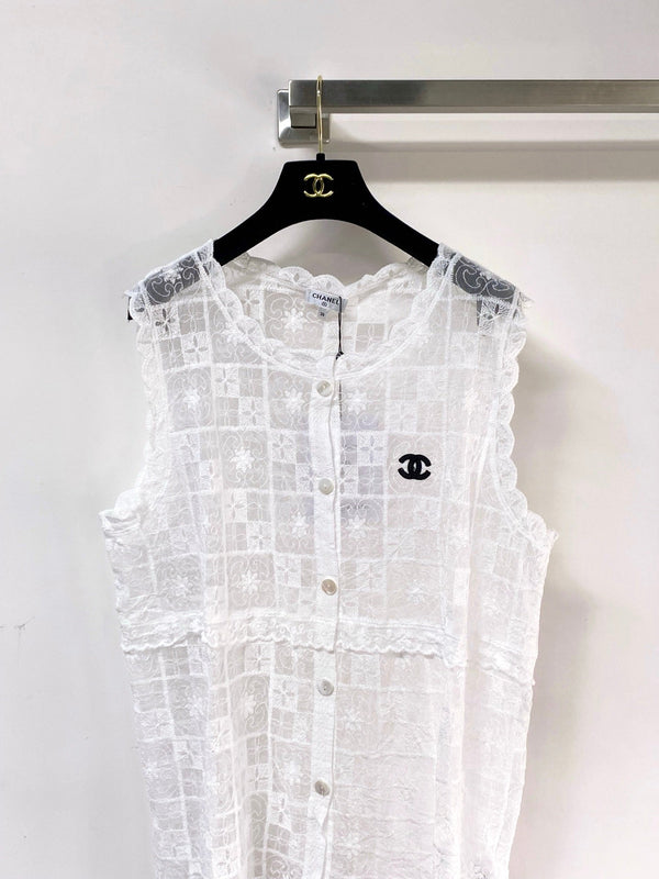 Gilet Chanel Blanc en Coton Nitrile 287128