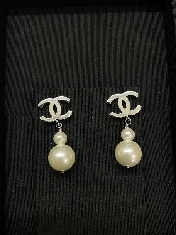 Chanel Double C Gourd Pearl Earrings