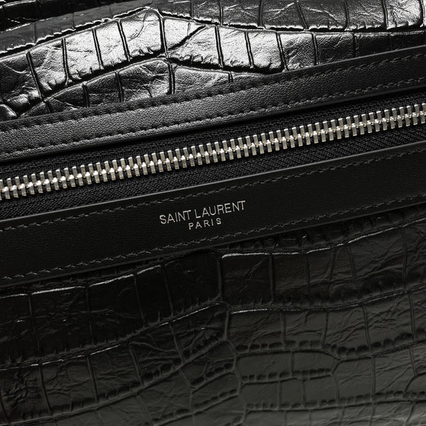 YSL City Backpack 38 Black in Crocodile-patterned Cowhide 285765