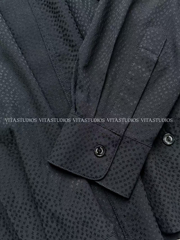 Chanel 26 Jacquard Shirt Black in Silk 298863