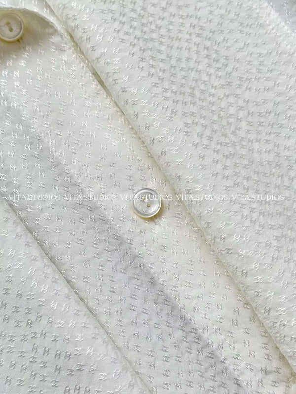 Chanel 26 Jacquard Shirt White in Silk 298862