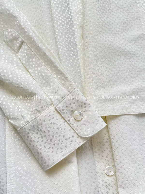 Chanel 26 Jacquard Shirt White in Silk 298862