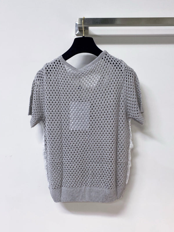 T-shirt Chanel à manches courtes gris en laine 305816