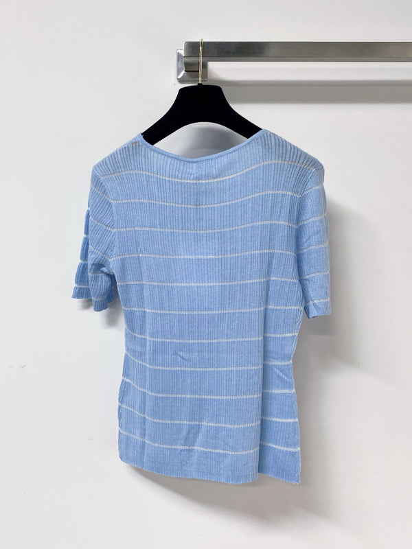 T-shirt Chanel à manches courtes bleu en laine 305806