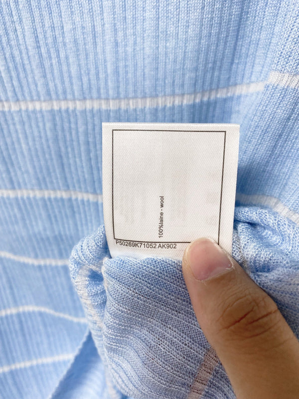T-shirt Chanel à manches courtes bleu en laine 305806