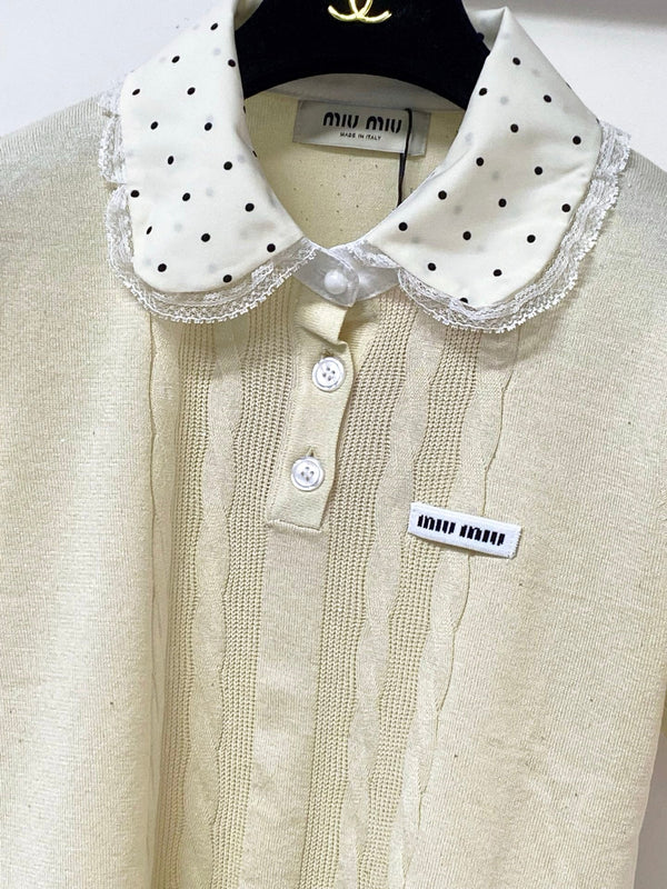 Miu Miu Short-Sleeve T-Shirt Cream in Tencel 305838