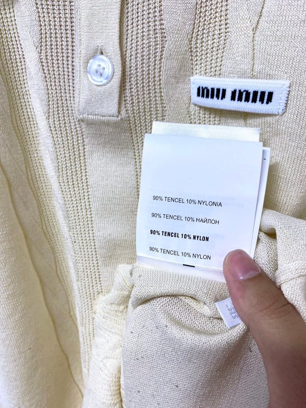 Miu Miu Short-Sleeve T-Shirt Cream in Tencel 305838