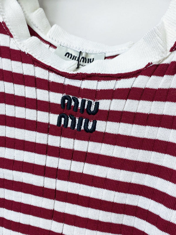 Miu Miu Short-Sleeve T-Shirt Red White in Acrylic 305823