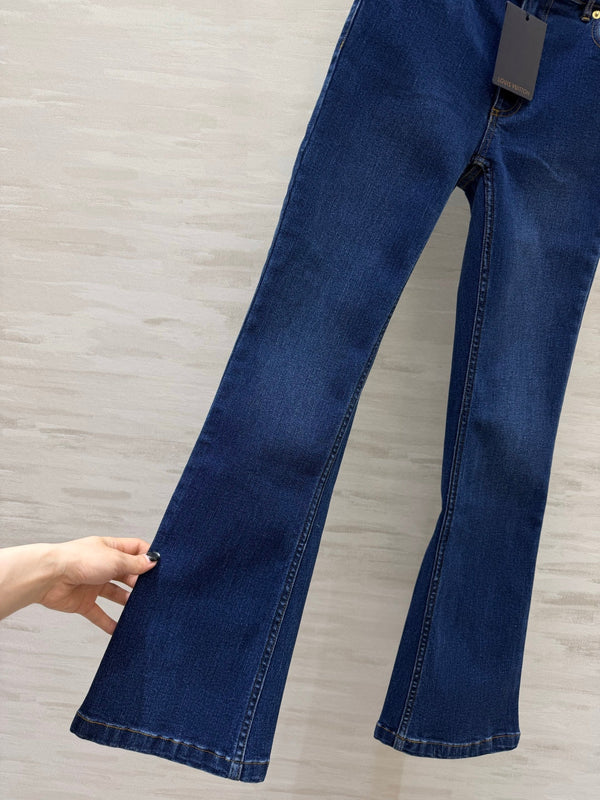 LV 26 Retro Deep Indigo Flared Jeans in Denim 308314