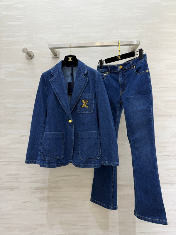 LV 26 Retro Deep Indigo Flared Jeans in Denim 308314
