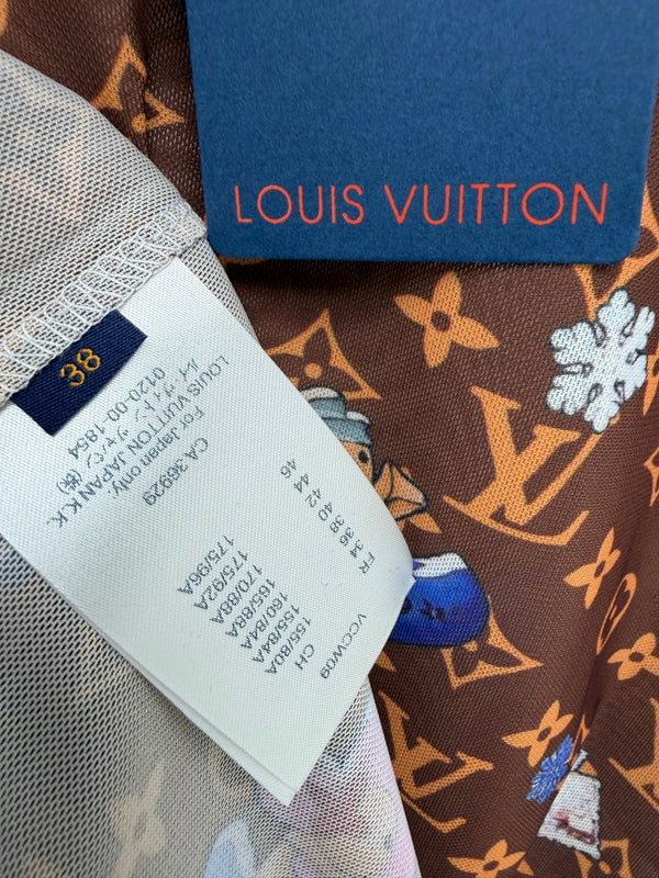 LV 26 Monogram Mesh Short-Sleeve Top Brown in Cotton 371757