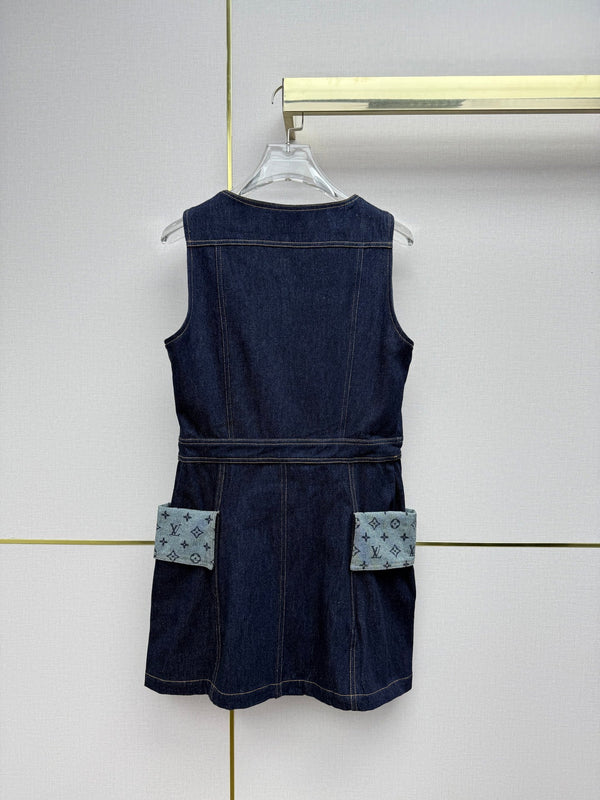 LV 26SS Vest Dress Dark Blue In Cotton 367731
