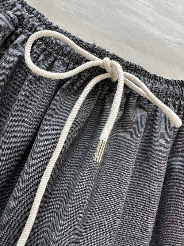 LV Drawstring Tiered Skirt Grey In Wool 367334