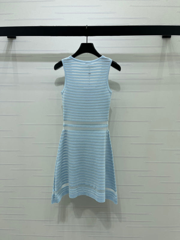 Robe Gilet Chanel Bleue en Polyester 373117