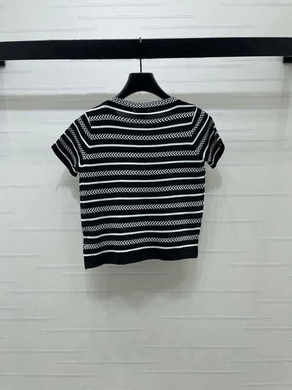 Haut à manches courtes Chanel 26 noir en coton nitrilé 373098