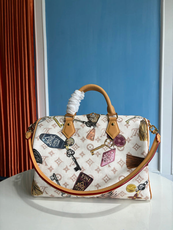 LV Getaway Speedy Soft 30 Crafty White in Canvas