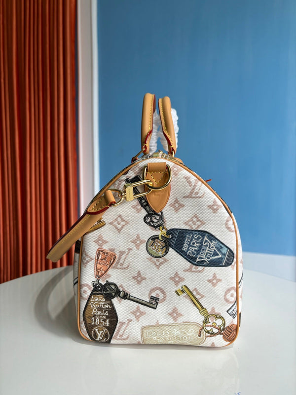 LV Getaway Speedy Soft 30 Crafty White in Canvas