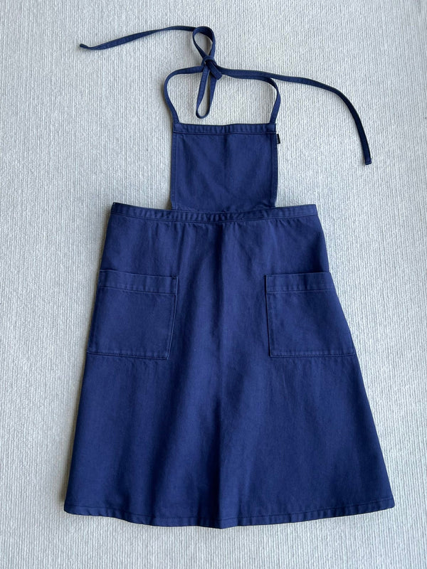 Miu Miu Apron-Style Tie-Waist Dress Blue in Cotton 372502