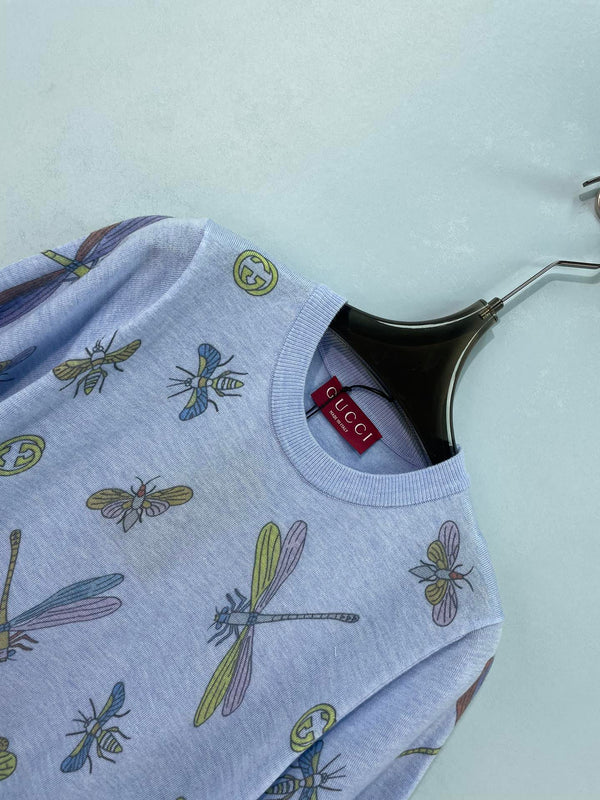 Gucci Short-sleeve Top Blue in Wool 324536
