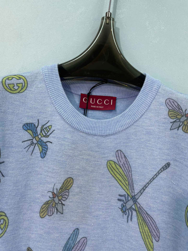 Gucci Short-sleeve Top Blue in Wool 324536