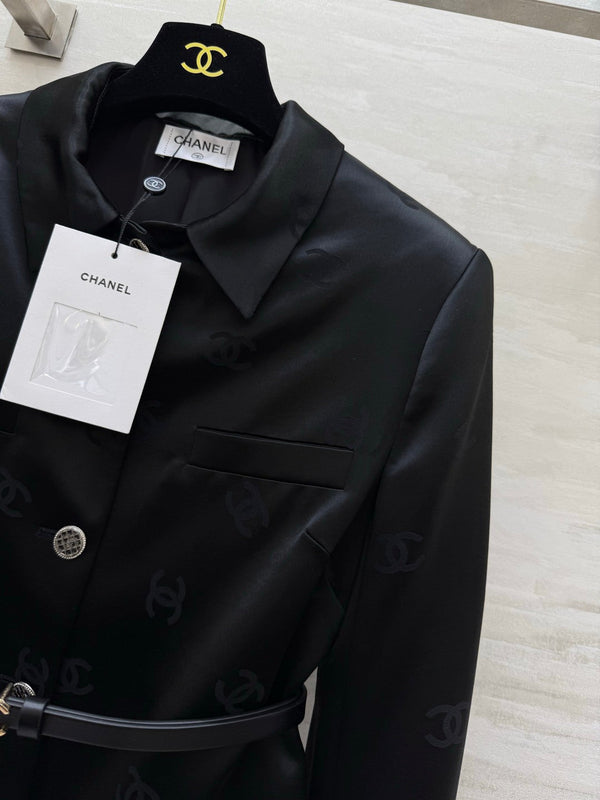 Chanel Double C Letter Jacket Black in Acetate 375499