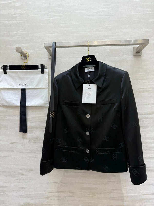 Chanel Double C Letter Jacket Black in Acetate 375499