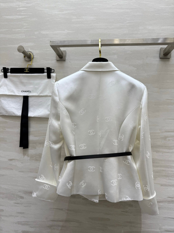Chanel Double C Letter Jacket White in Acetate 375497