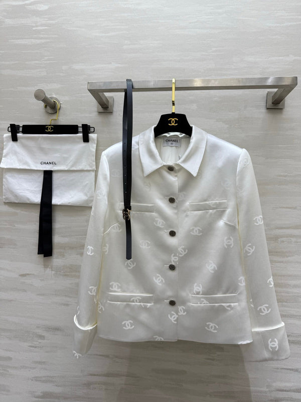 Chanel Double C Letter Jacket White in Acetate 375497