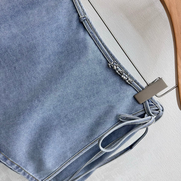 Loewe 26 Lace-up Skirt Blue in YB Twill Cotton Denim 375337