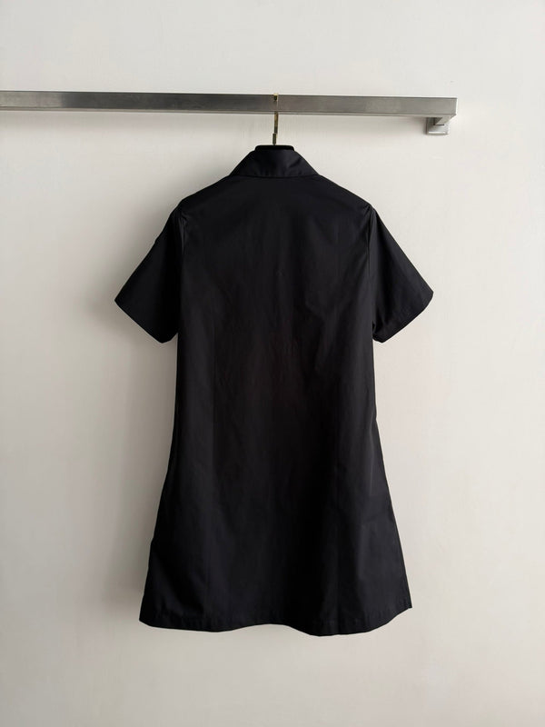 Moncler 26 Collared Shirt Dress Black in Cotton 374733