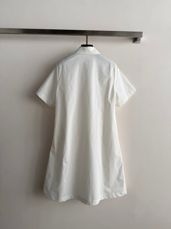 Moncler 26 Collared Shirt Dress White in Cotton 374732
