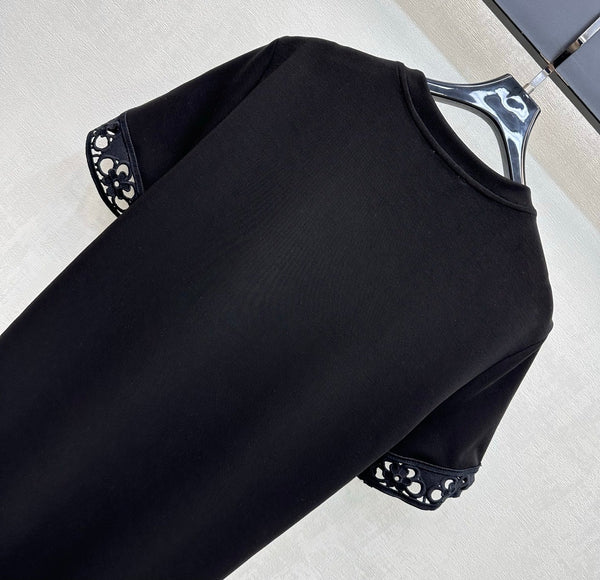 Moncler 26 Lace Patchwork Dress Black in Cotton 366760