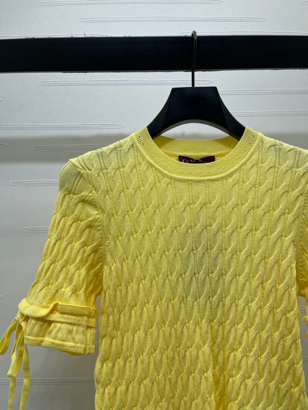 Gucci 26 Crew Neck Cable Short-Sleeve T-Shirt Yellow in Cotton 375073
