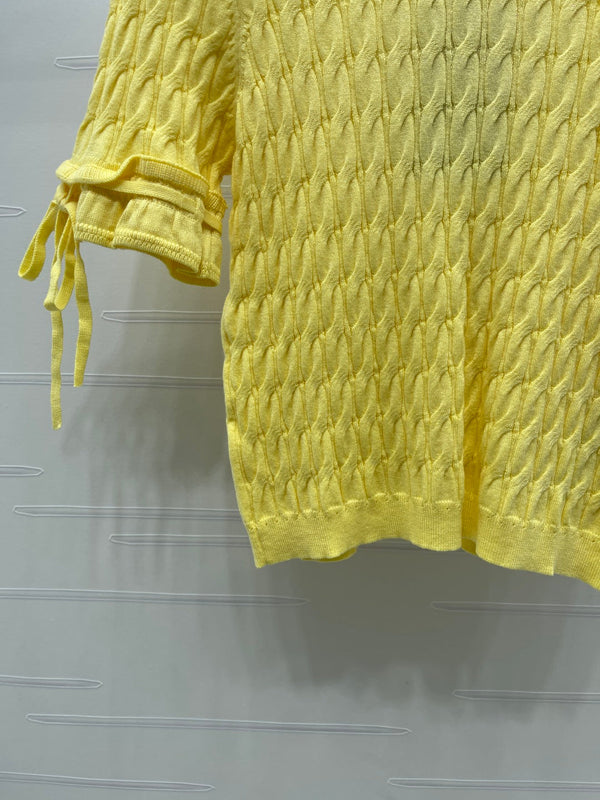 Gucci 26 Crew Neck Cable Short-Sleeve T-Shirt Yellow in Cotton 375073