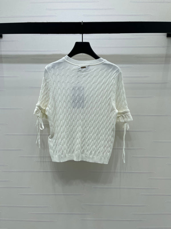Gucci 26 Crew Neck Cable Short-Sleeve T-Shirt White in Cotton 375071