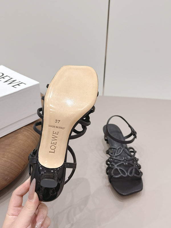 Loewe 26 Sandal 50 Black in Sheepskin 738799