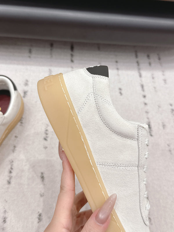 Chanel 26 Round Toe Platform Casual Shoes White in Suede 739429