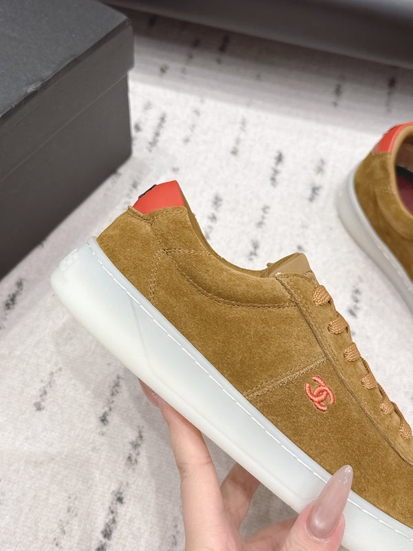 Chanel 26 Round Toe Platform Casual Shoes Camel in Suede 739428