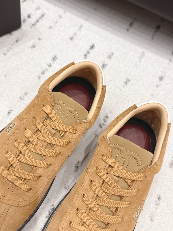 Chanel 26 Round Toe Platform Casual Shoes Light Camel in Suede 739427