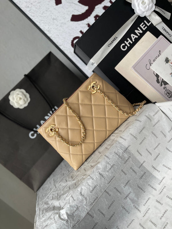 Chanel 26 Small Shopping Bag 24.5 Beige in Lambskin