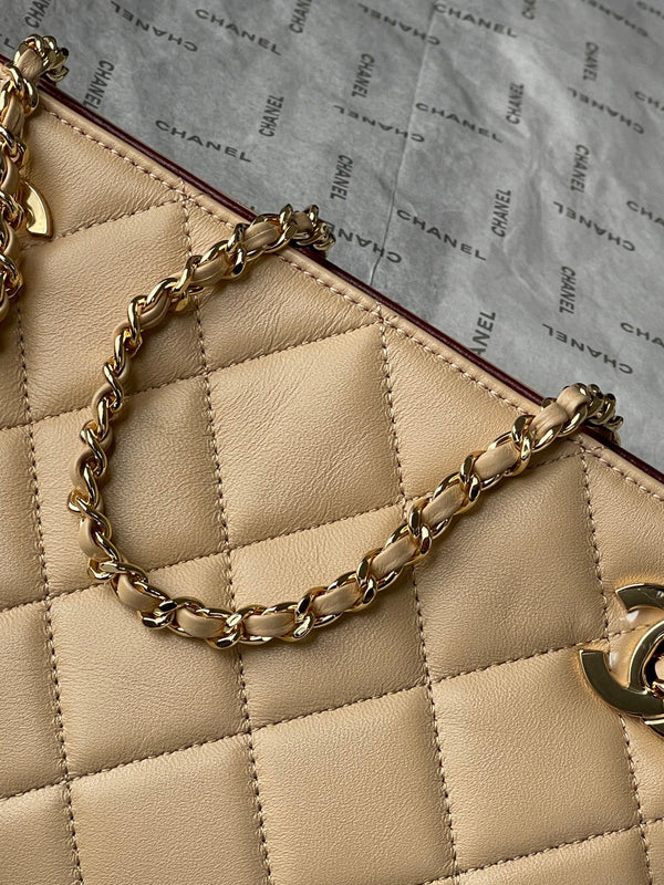 Chanel 26 Small Shopping Bag 24.5 Beige in Lambskin