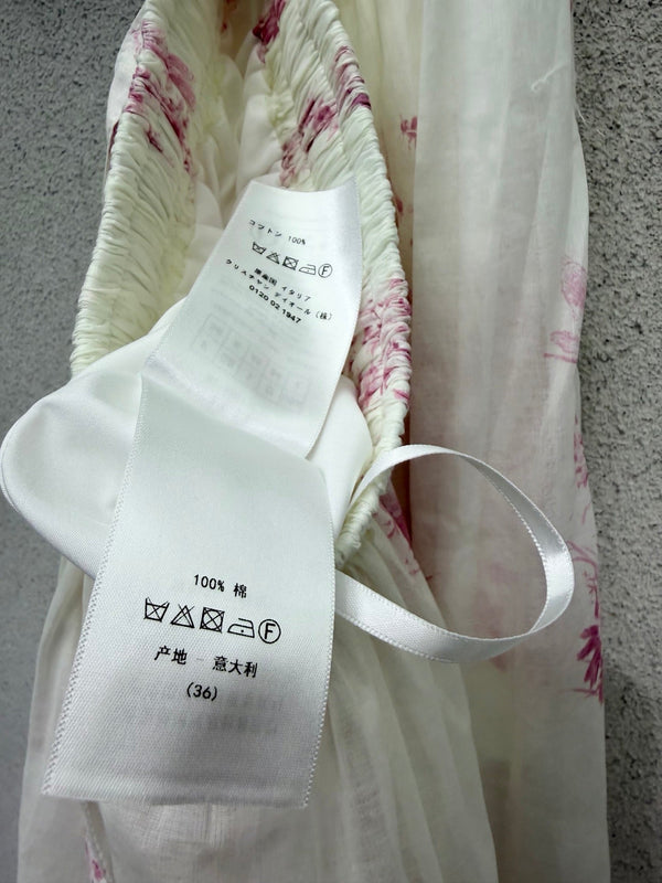 Dior Pink Floral Print Elastic Waist Midi Skirt in Cotton 376601
