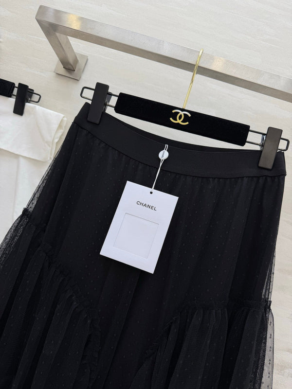 Chanel 26 Mesh Cake Skirt Black in Cotton 377534