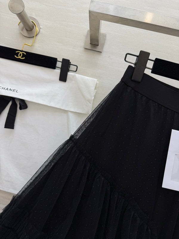 Chanel 26 Mesh Cake Skirt Black in Cotton 377534