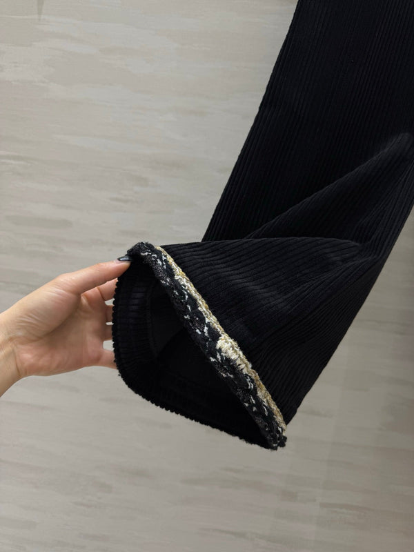 Chanel Black Corduroy Flared Pants 377401