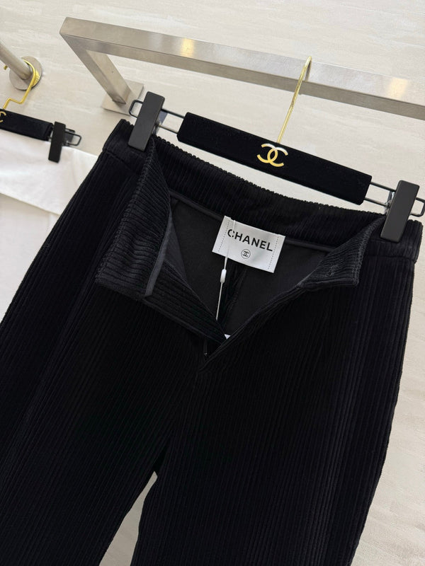 Chanel Black Corduroy Flared Pants 377401